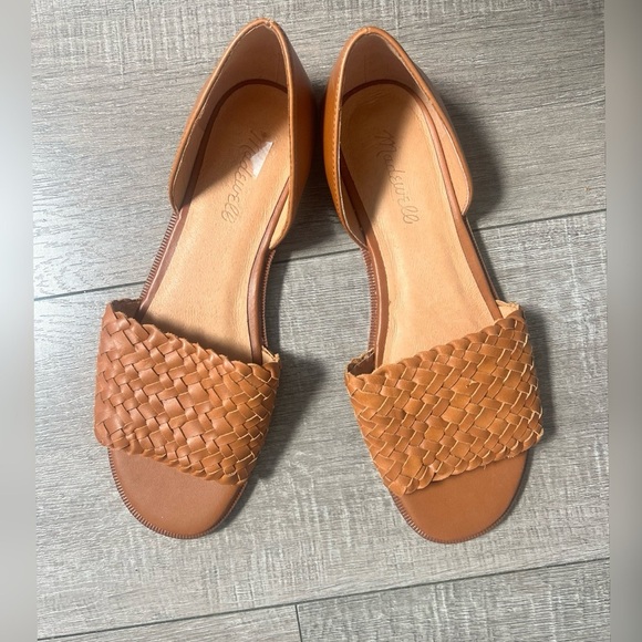Madewell The Kinsley d'Orsay Flat in Woven Leather 8 English Saddle $138  NEW - Picture 1 of 7